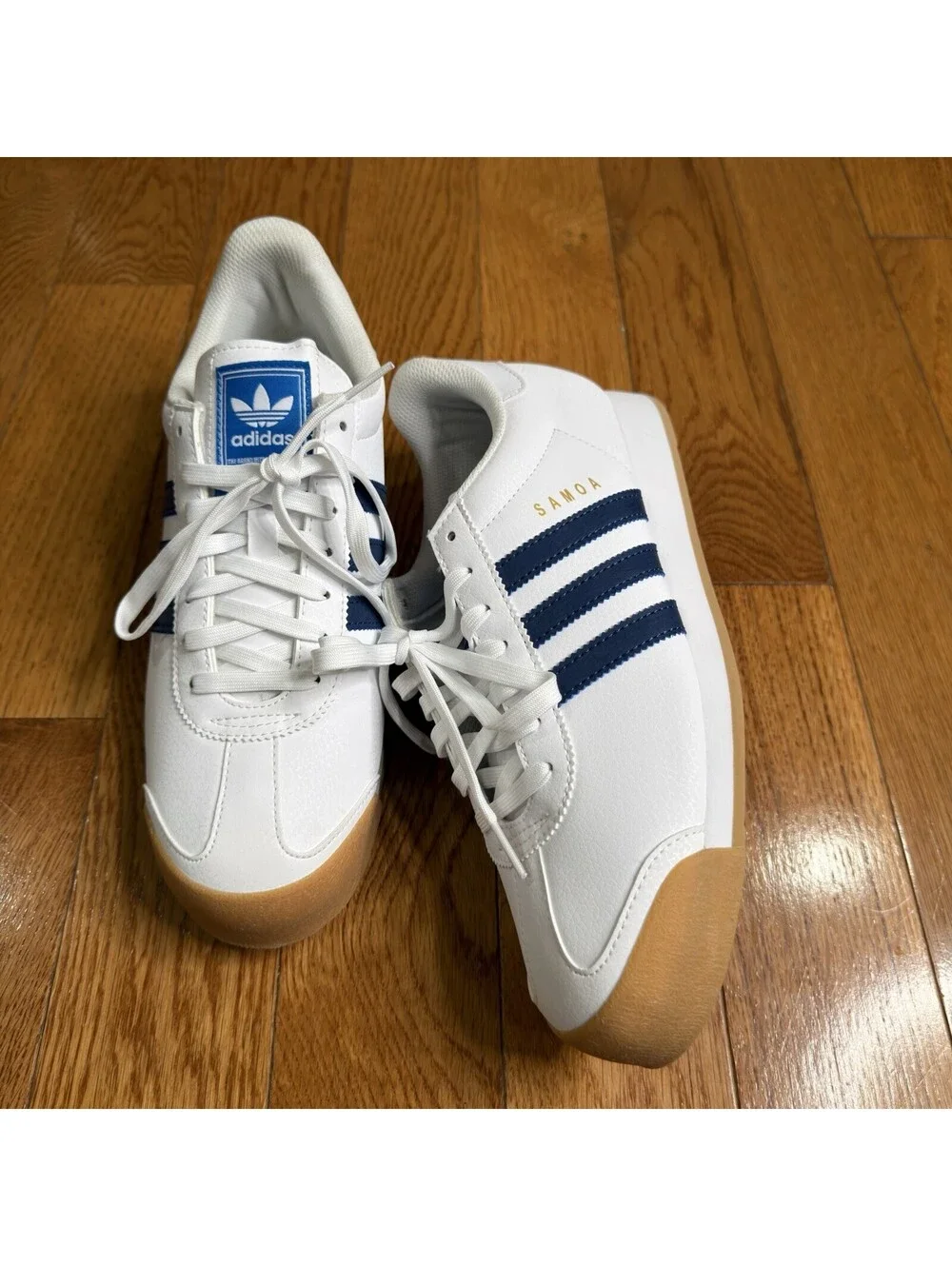 Men’s Size 9 Adidas Samoa White Blue Gum Sneakers EG6088 Originals Shoes